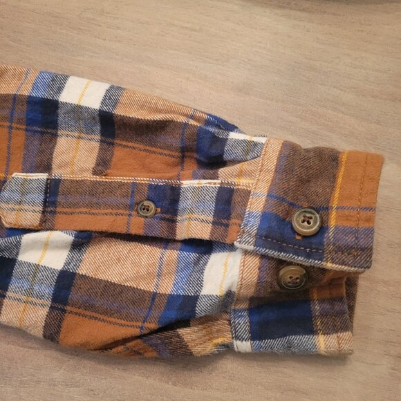 SCHMIDT Workwear Carpenter Men's Plaid Flannel Button Up Shirt Brown Cotton XL - Picture 4 of 8